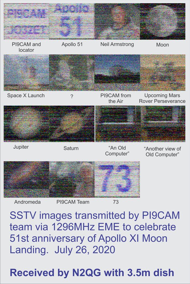 Images received via moonbounce from PI9CAM by N2QG (c) 2020 David Prutchi PhD