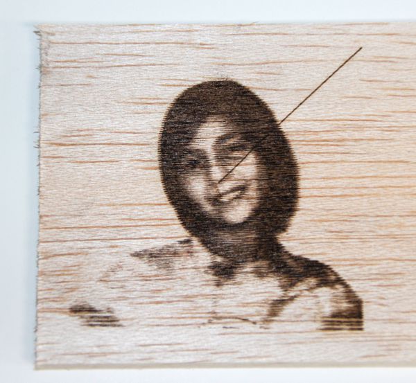 d.i.y. laser engraving photograph on wood using home-built laser engraver by David Prutchi