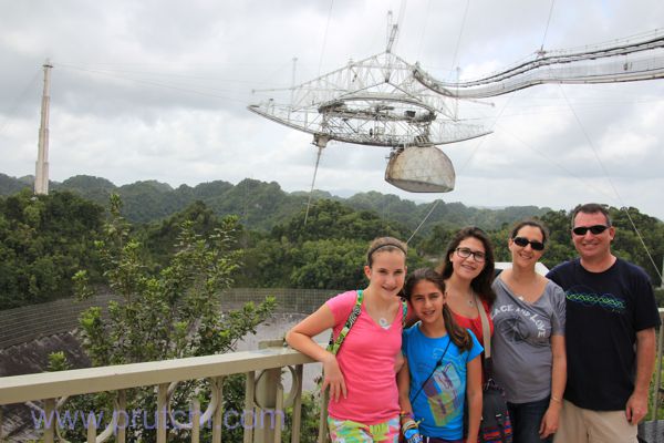 Prutchi family visit to Arecibo Observatory Radio-Telescope in Puerto Rico. Dsvid Dorith Shanni Hannah Abigail Prutchi diy radio-astronomy