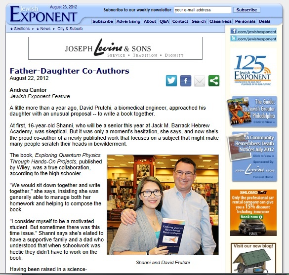 Philadelphia Exponent article about diy Quantum Physics by David and Shanni Prutchi