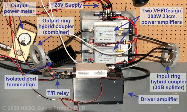 (c)2020 N2QG 1296MHz power amplifier construction using 2 VHFDesign 300W pallets. David Prutchi PhD